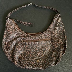 Frye Maddie large leather leopard hobo bag purse